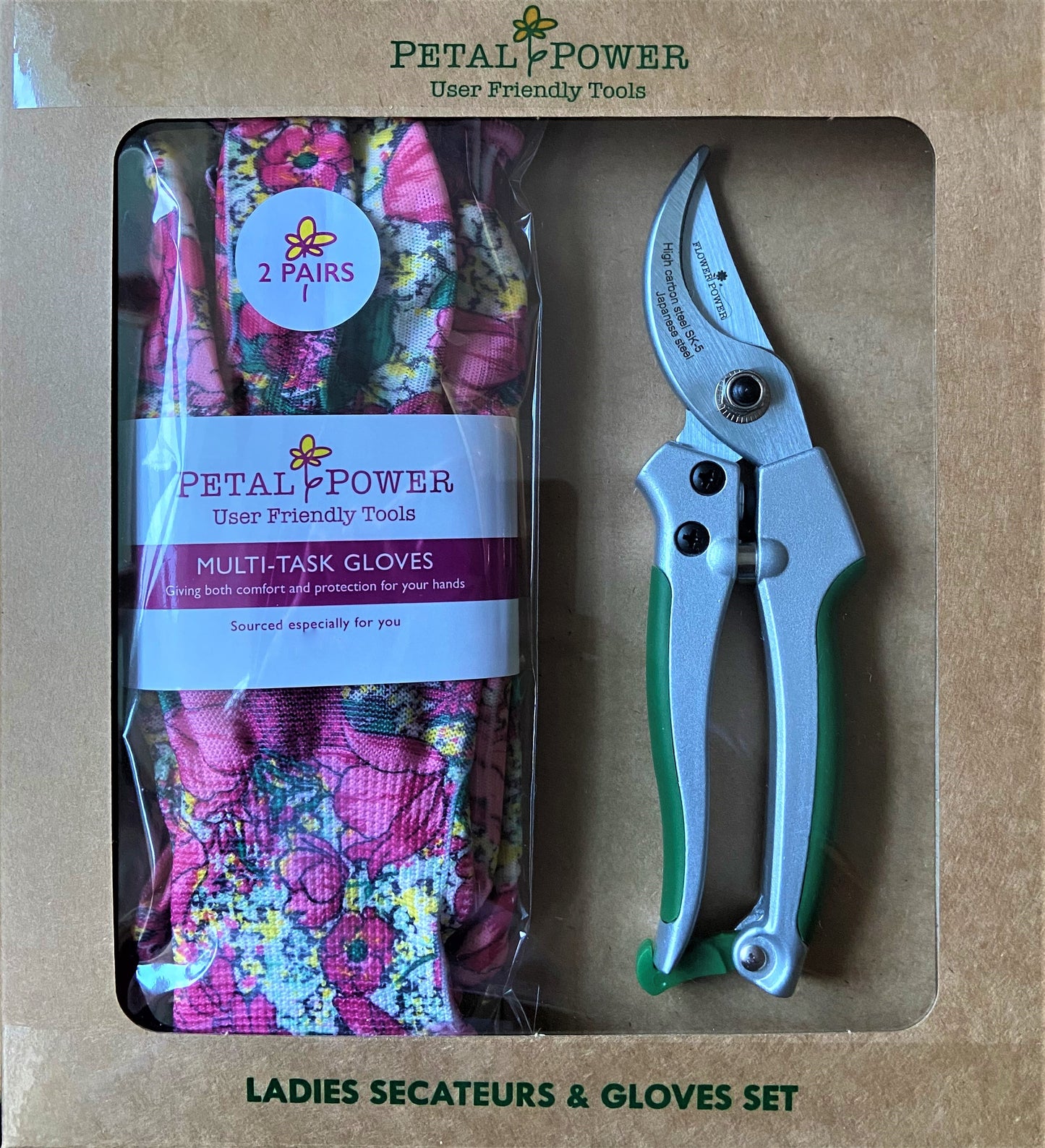 Ladies Gardening Gloves (2 Pairs) and Secateurs Set - Ideal Ladies Garden Gift