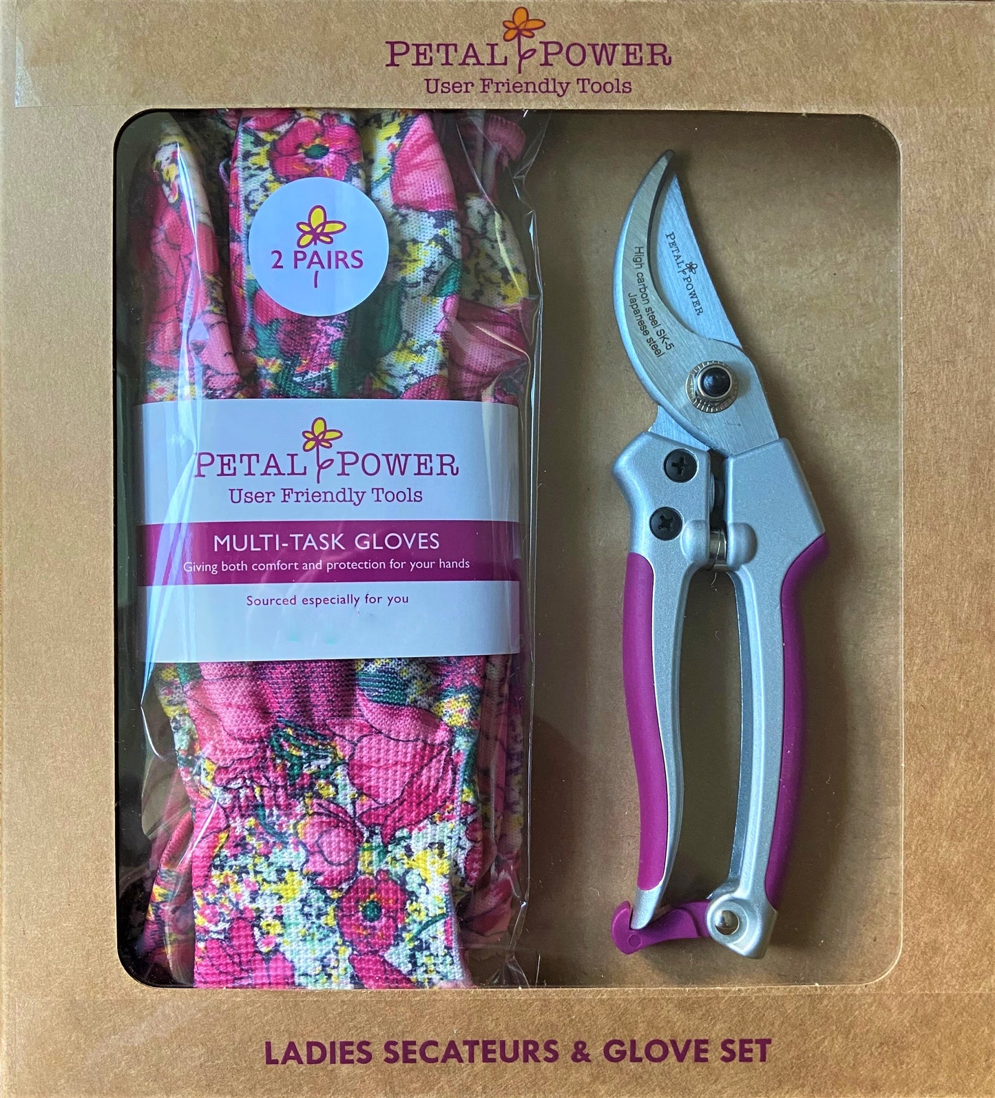 Ladies Gardening Gloves (2 Pairs) and Secateurs Set - Ideal Ladies Garden Gift