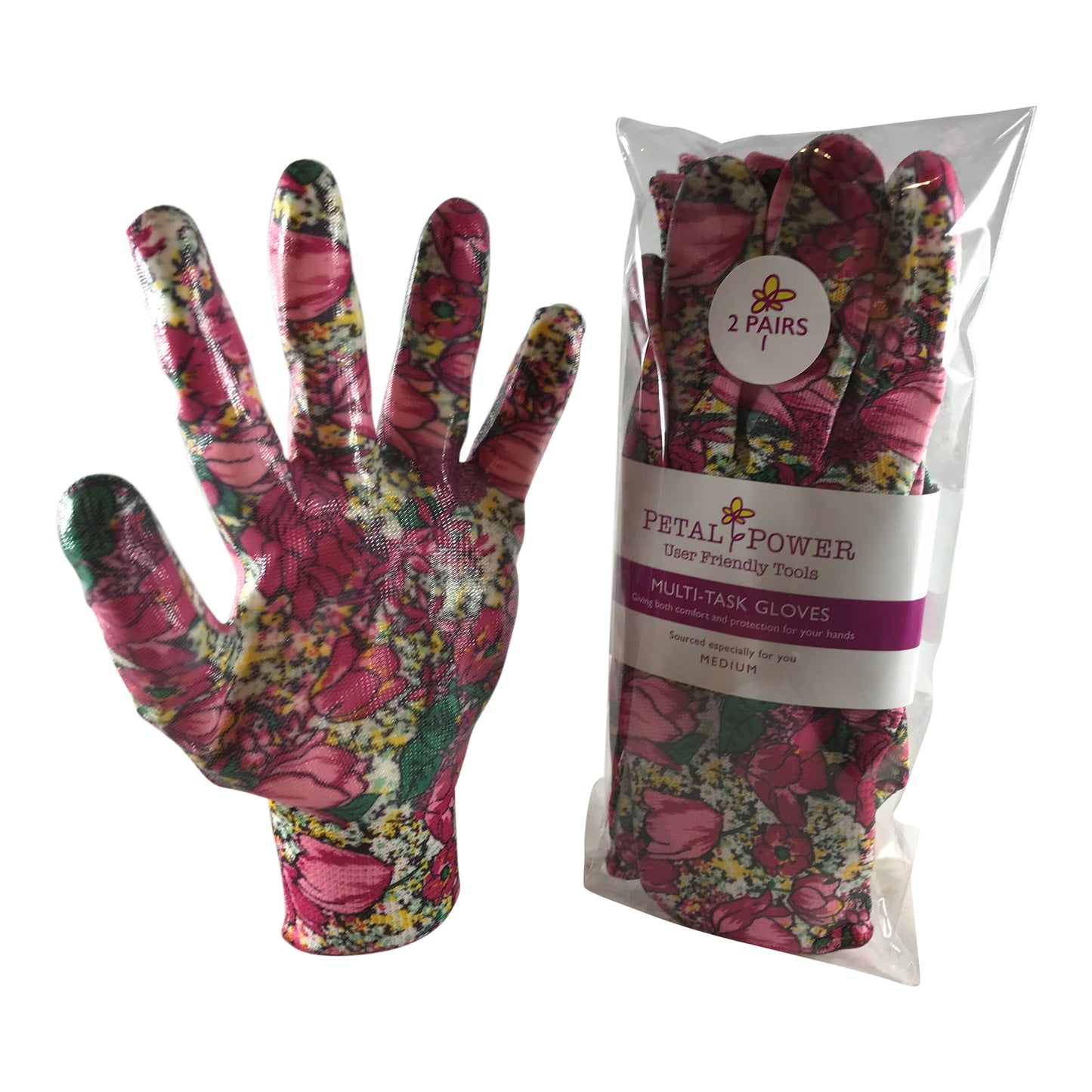Petal Power Ladies Gardening Gloves (2 Pairs) Rose Garden Floral - Work Gloves for Women - Best Ladies Garden Gift