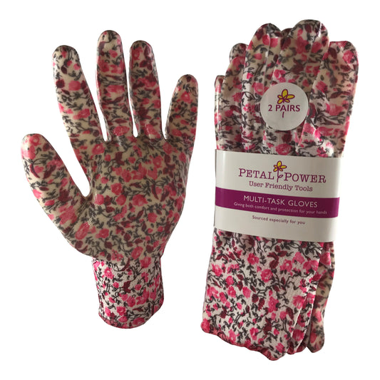 2 Pairs Ladies Gardening Gloves Candy Pink Floral) - Work Gloves for Women - Perfect  Ladies Garden Gift