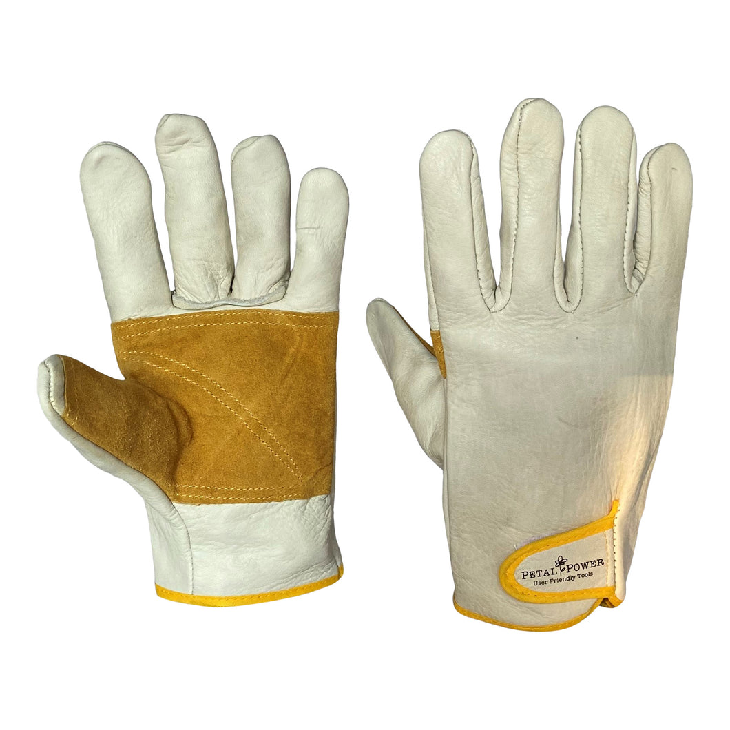 Petal Power Premier Leather Gardening Gloves for Men - Quality Heavy Duty Men's Work Gloves