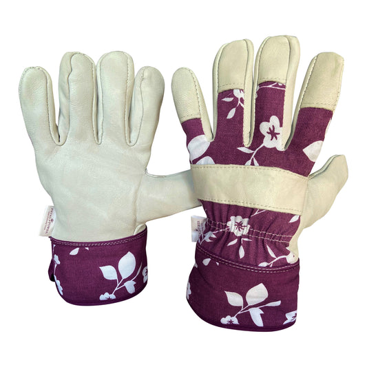 Ladies Leather Floral Gardening Gloves - Perfect Garden Gift